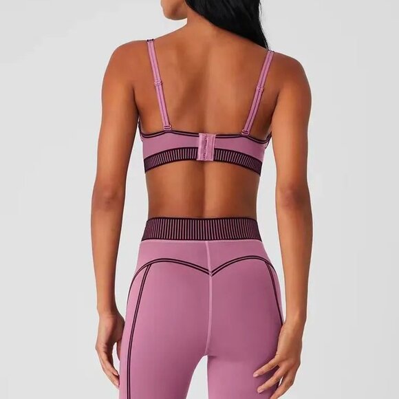 Alo Yoga Airlift High-Waist 7/8 Line Up Legging And Bra Set In Pink - Picture 3 of 6